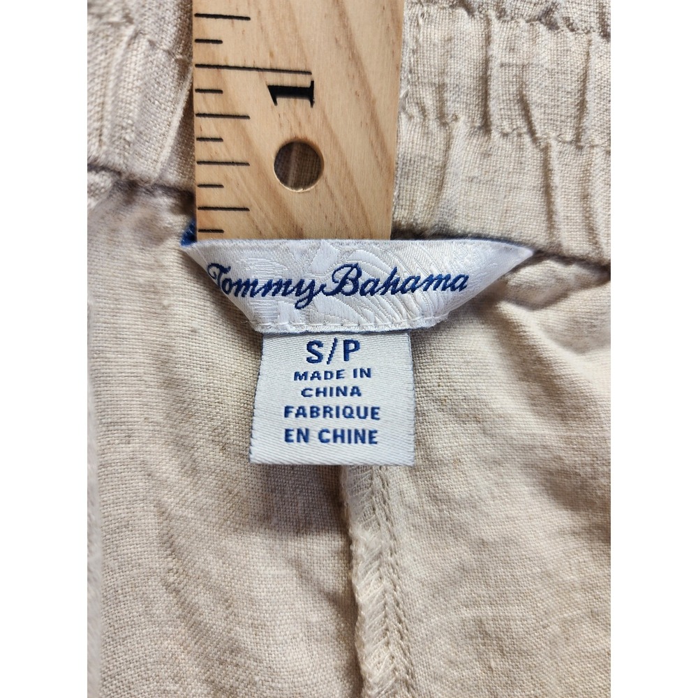 Tommy Bahama Womens Small Beige Linen Wide Leg Drawstring Elastic Waist Pants - Picture 5 of 10